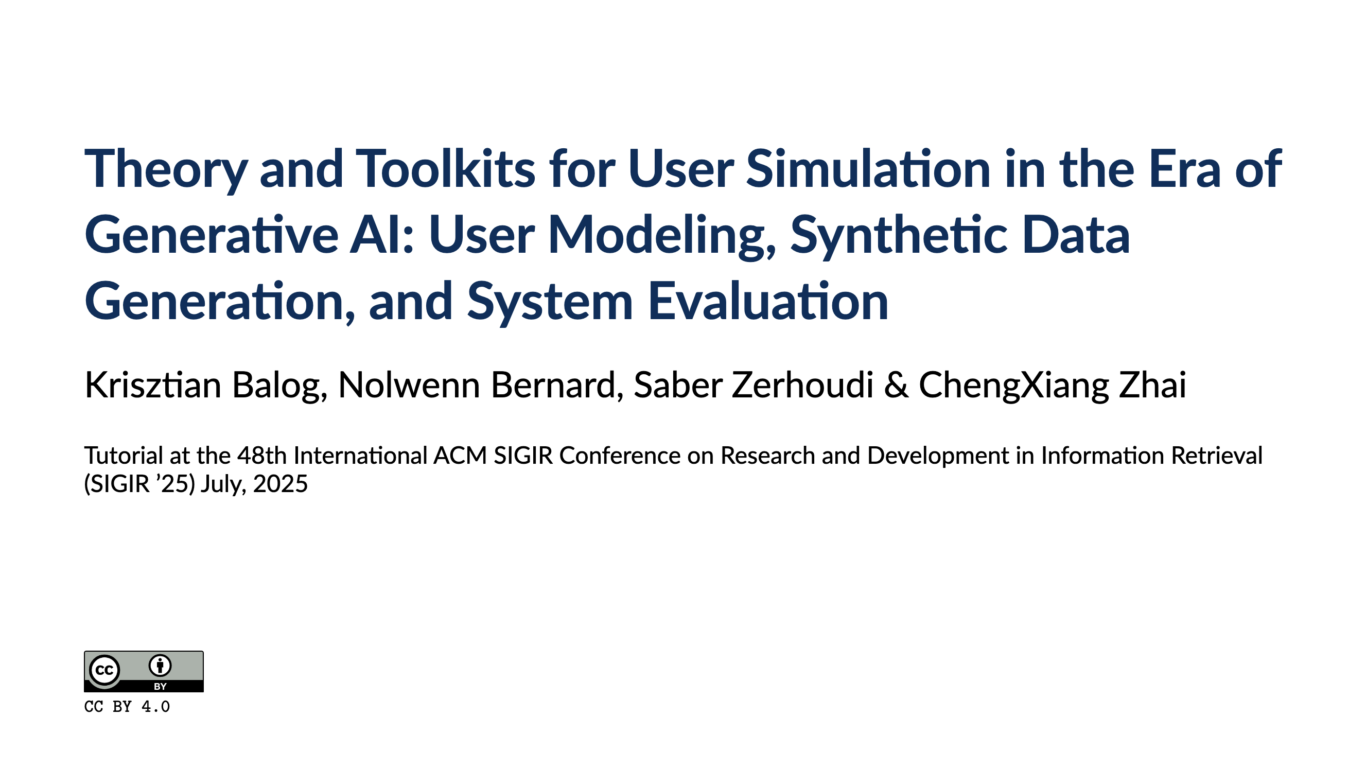 Theory and Toolkits for User Simulation in the Era of Generative AI
